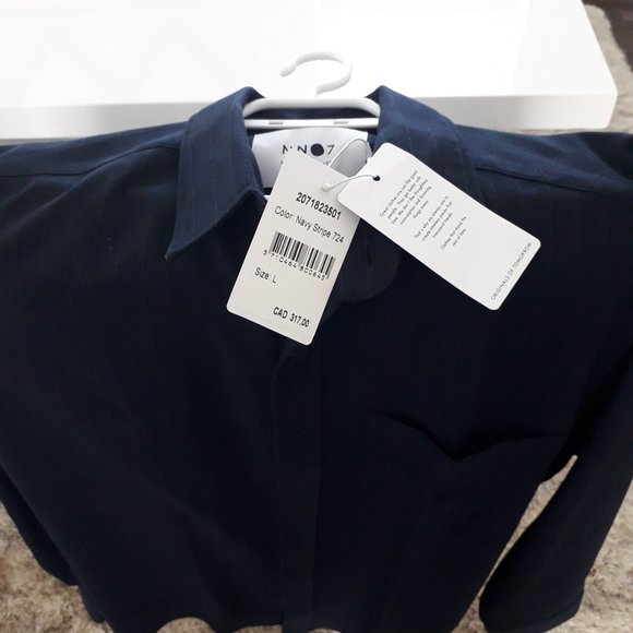 NWT - OVER 80% OFF NO NATIONALITY NN07 MENS NAVY STRIPE SHIRT - Picture 5 of 10